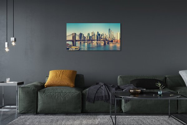 Quadro su tela Bridge fiume Panorama 100x50 cm