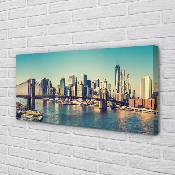 Quadro su tela Bridge fiume Panorama 100x50 cm