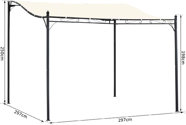 VivaGarden Pergola da Esterno in Metallo/Poliestere Dimensioni 3x3 mt colore Crema