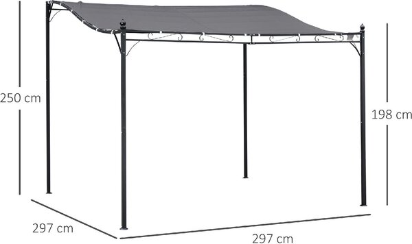 VivaGarden Pergola da Esterno in Metallo/Poliestere Dimensioni 3x3 m colore Grigio