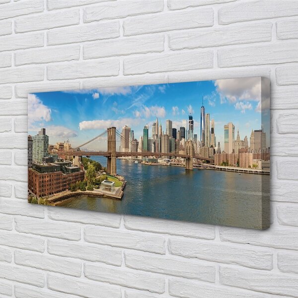Quadro su tela Panorama Bridge Skyscrapers 100x50 cm