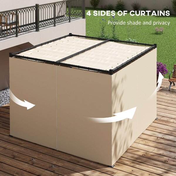VivaGarden Pergola da Esterno in Metallo/Poliestere Dimensioni 3x3 mt con Tende laterali colore Beige
