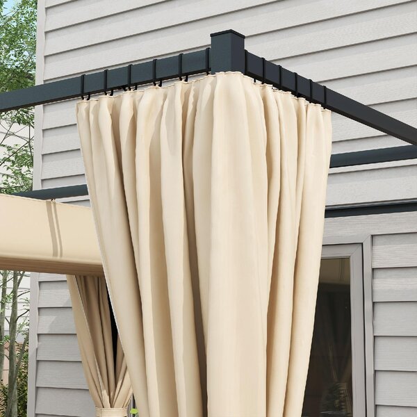 VivaGarden Pergola da Esterno in Metallo/Poliestere Dimensioni 3x3 mt con Tende laterali colore Beige