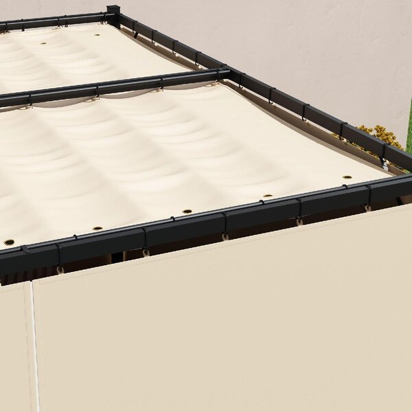 VivaGarden Pergola da Esterno in Metallo/Poliestere Dimensioni 3x3 mt con Tende laterali colore Beige