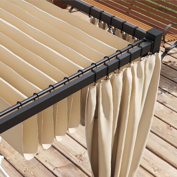 VivaGarden Pergola da Esterno in Metallo/Poliestere Dimensioni 3x3 mt con Tende laterali colore Beige