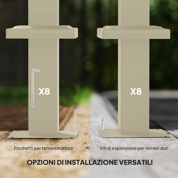 VivaGarden Pergola da Esterno in Metallo/Poliestere Dimensioni 3x3 mt colore Cachi