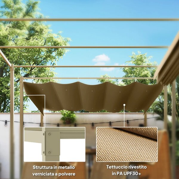 VivaGarden Pergola da Esterno in Metallo/Poliestere Dimensioni 3x3 mt colore Cachi