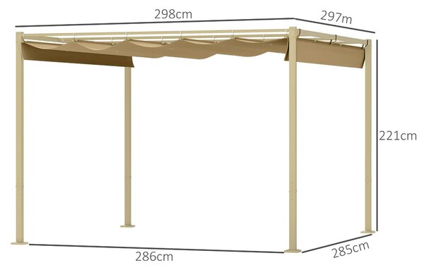 VivaGarden Pergola da Esterno in Metallo/Poliestere Dimensioni 3x3 mt colore Cachi