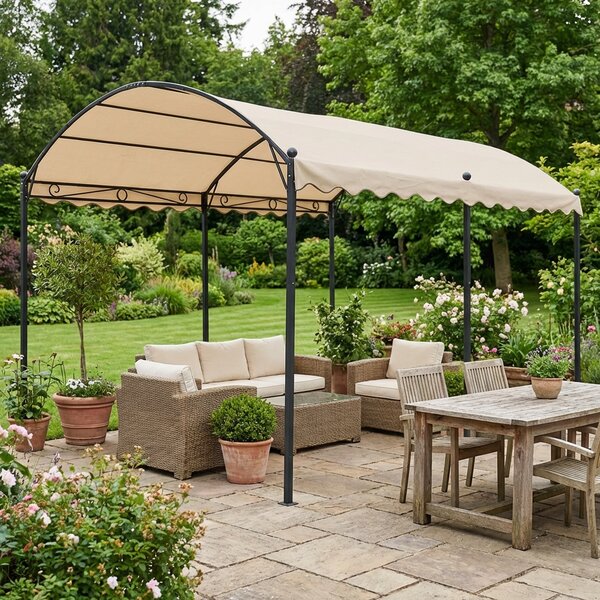 Lifeingarden Pergola da Esterno in Metallo/Poliestere Dimensioni 3x4 mt colore Bianco - Carport