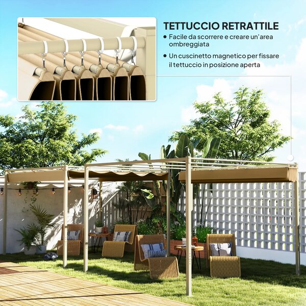 VivaGarden Pergola da Esterno in Metallo/Poliestere Dimensioni 3x3 mt colore Cachi