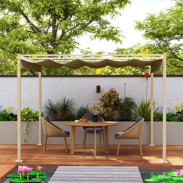 VivaGarden Pergola da Esterno in Metallo/Poliestere Dimensioni 3x3 mt colore Cachi