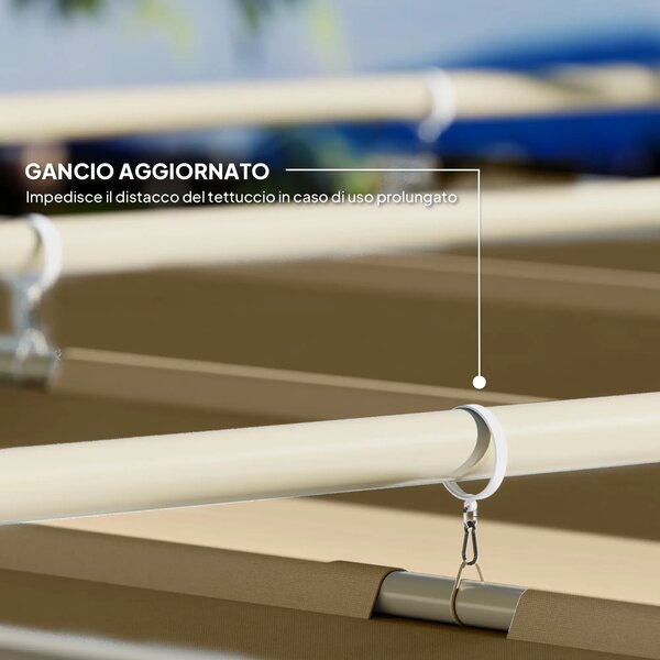 VivaGarden Pergola da Esterno in Metallo/Poliestere Dimensioni 3x3 mt colore Cachi