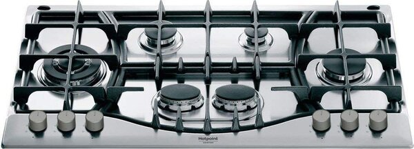 Hotpoint Ariston PHN 961 TS/IX/HA Piano Cottura 90 cm a Gas 6 Fuochi (1 Wok) Griglie in ghisa colore Inox