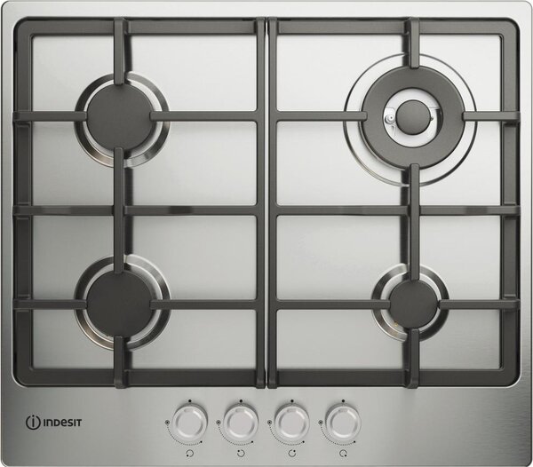 Indesit Piano Cottura 4 Fuochi a Gas 58 cm (1 Bruciatore Doppia Corona) in Acciaio Inox colore Inox - THP 641 W/IX/I 1