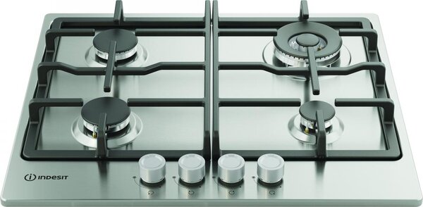 Indesit Piano Cottura 4 Fuochi a Gas 58 cm (1 Bruciatore Doppia Corona) in Acciaio Inox colore Inox - THP 641 W/IX/I 1