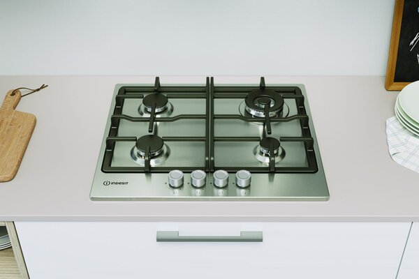 Indesit Piano Cottura 4 Fuochi a Gas 58 cm (1 Bruciatore Doppia Corona) in Acciaio Inox colore Inox - THP 641 W/IX/I 1