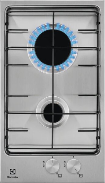 Electrolux Piano Cottura 2 Fuochi a Gas 29 cm Superficie in Acciaio Inox - EGG3222N