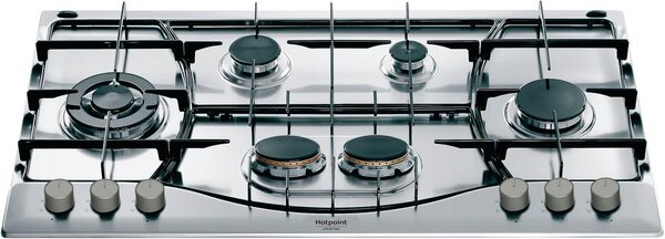 Hotpoint Ariston PHN 962 TS/IX/HA Piano Cottura 90 cm a Gas 6 Fuochi (1 Bruciatore Tripla Corona) colore Inox