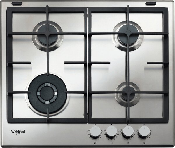 Whirlpool Piano Cottura 4 Fuochi a Gas 59 cm Piano in Acciaio Inossidabile colore Inox - GMAL6422IXL