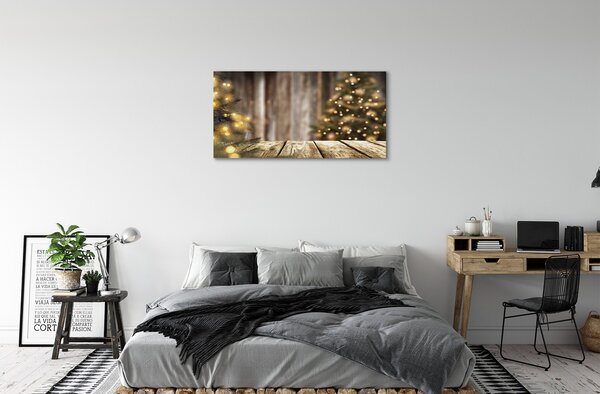 Quadro su tela Lampade delle tavole degli alberi di Natale 100x50 cm