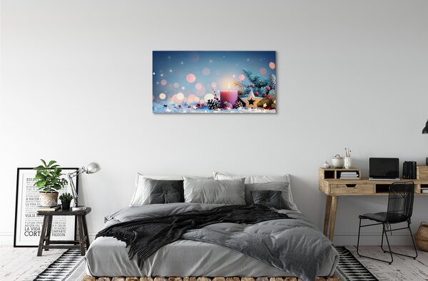 Quadro su tela Snow santa candela 100x50 cm