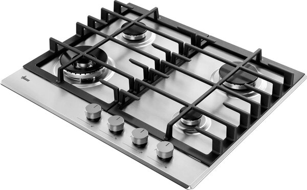 Hoover Piano Cottura 4 Fuochi a Gas 60 cm (1 Bruciatore Doppia Corona) colore Acciaio Inox - HHG6BF4C3X H-HOB 300