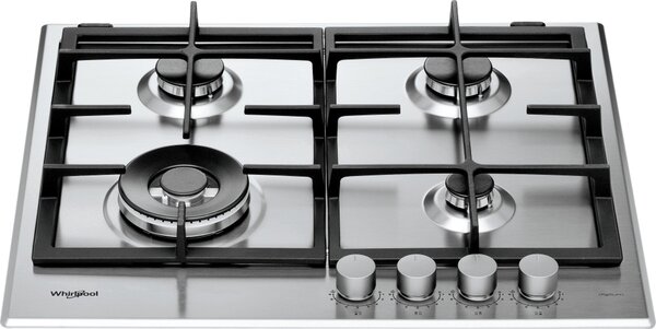 Whirlpool Piano Cottura 4 Fuochi a Gas 59 cm Piano in Acciaio Inossidabile colore Inox - GMAL6422IXL