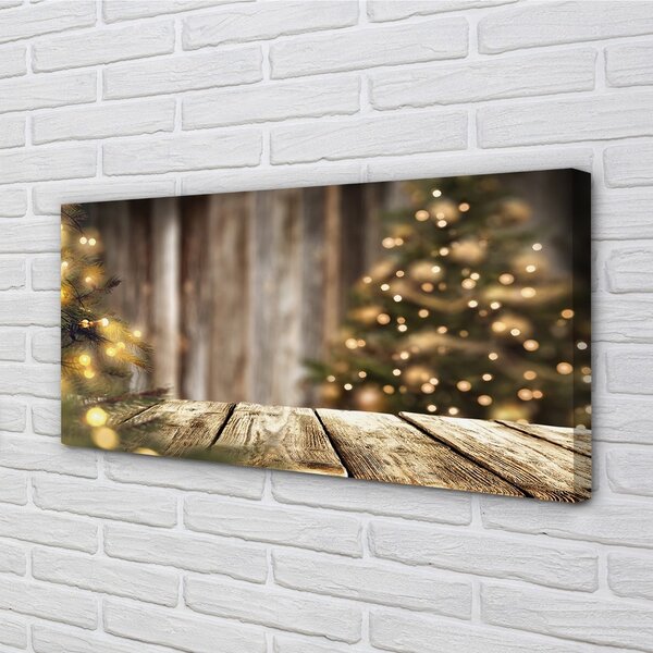 Quadro su tela Lampade delle tavole degli alberi di Natale 100x50 cm