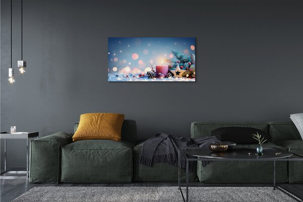 Quadro su tela Snow santa candela 100x50 cm