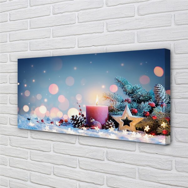 Quadro su tela Snow santa candela 100x50 cm