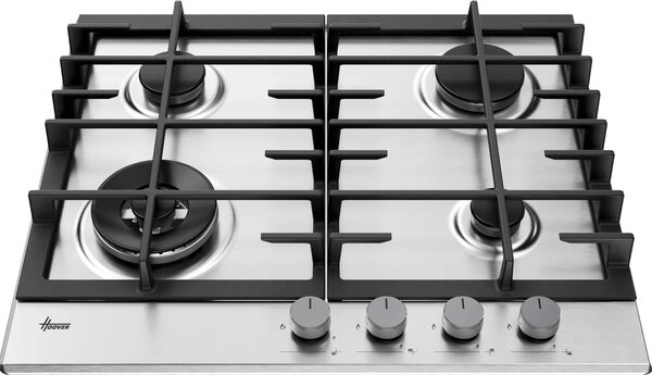 Hoover Piano Cottura 4 Fuochi a Gas 60 cm (1 Bruciatore Doppia Corona) colore Acciaio Inox - HHG6BF4C3X H-HOB 300
