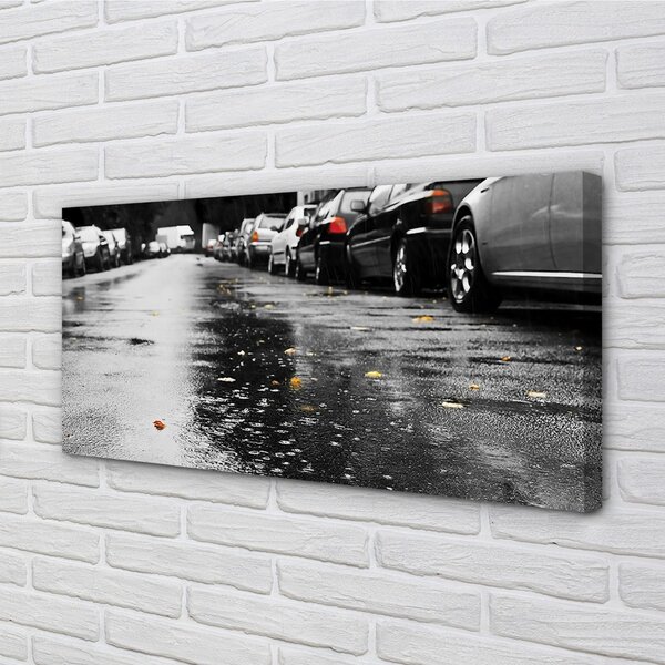Quadro su tela Auto Autumn Leaves Road 100x50 cm