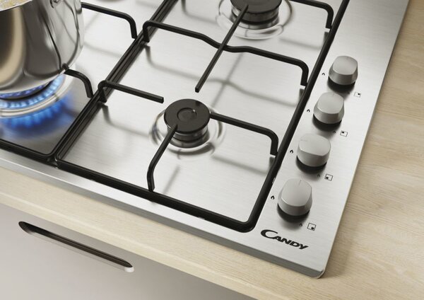 Candy Piano Cottura 4 Fuochi a Gas 60 cm colore Inox - Idea CHW6LX