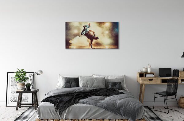 Quadro su tela Uomo Fumo Dancing 100x50 cm
