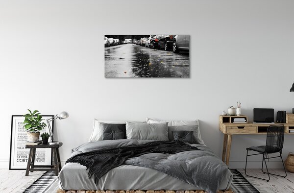 Quadro su tela Auto Autumn Leaves Road 100x50 cm