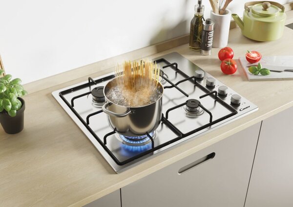 Candy Piano Cottura 4 Fuochi a Gas 60 cm colore Inox - Idea CHW6LX