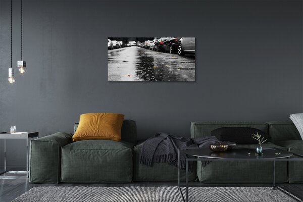 Quadro su tela Auto Autumn Leaves Road 100x50 cm