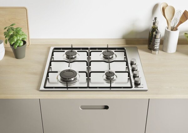 Candy Piano Cottura 4 Fuochi a Gas 60 cm colore Inox - Idea CHW6LX