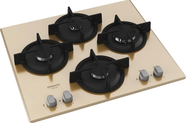 Hotpoint Ariston Piano Cottura 4 Fuochi a Gas 60 cm griglie in Ghisa colore Champagne - HAGD 61S/CH