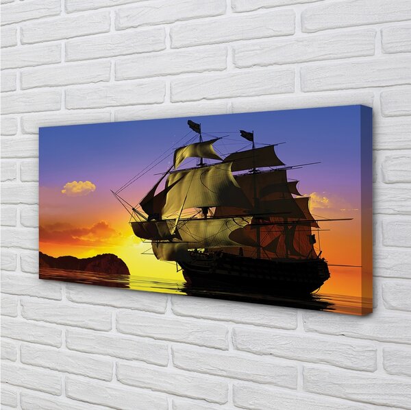 Quadro su tela Cielo nave Mare 100x50 cm