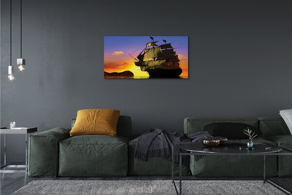 Quadro su tela Cielo nave Mare 100x50 cm