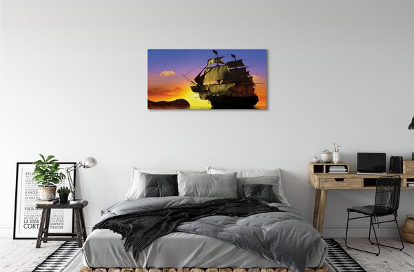 Quadro su tela Cielo nave Mare 100x50 cm