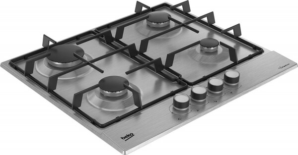 Beko Piano Cottura 4 Fuochi a Gas 60 cm in Acciaio Inox Rifinitura Opaca - HIAG64224SXE