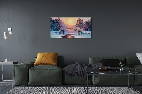 Quadro su tela Alberi di neve invernali est 100x50 cm