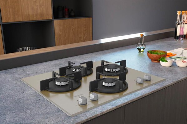 Hotpoint Ariston Piano Cottura 4 Fuochi a Gas 60 cm griglie in Ghisa colore Champagne - HAGD 61S/CH