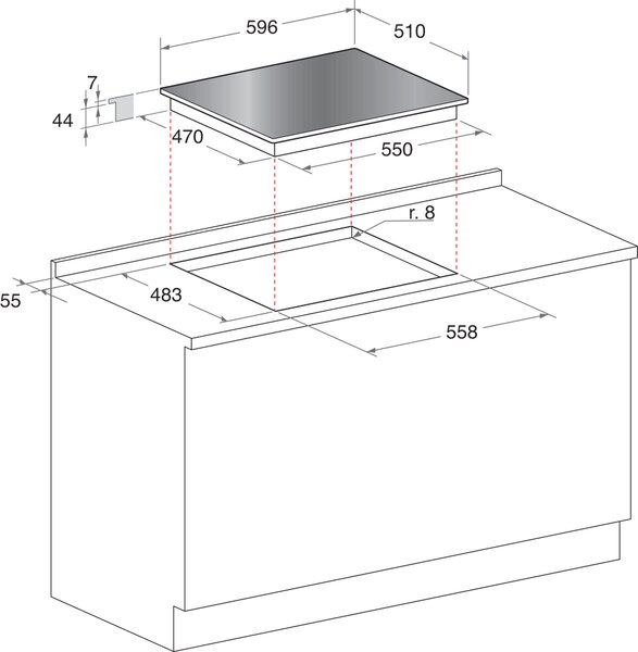 Hotpoint Ariston Piano Cottura 4 Fuochi a Gas Larghezza 60 cm in Vetro colore Specchio - HAGD 61S/MR