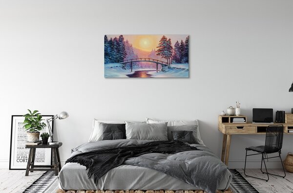 Quadro su tela Alberi di neve invernali est 100x50 cm