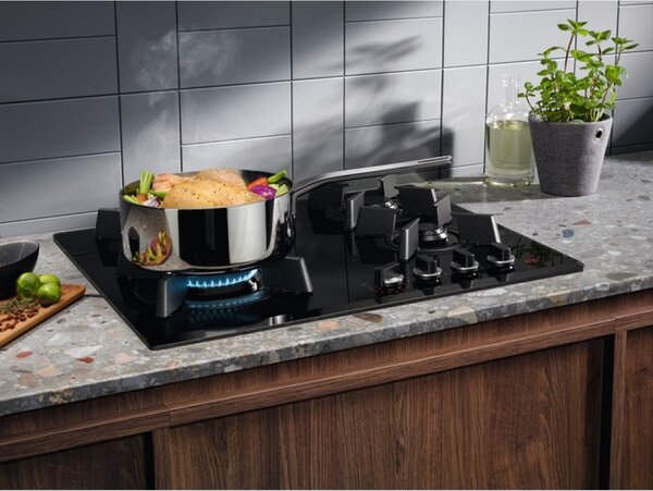 Electrolux Piano Cottura 4 Fuochi a Gas 60 cm in Cristallo Temperato colore Nero - KGG643753K