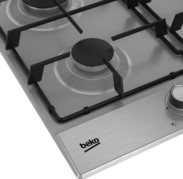 Beko Piano Cottura 4 Fuochi a Gas 60 cm in Acciaio Inox Rifinitura Opaca - HIAG64224SXE