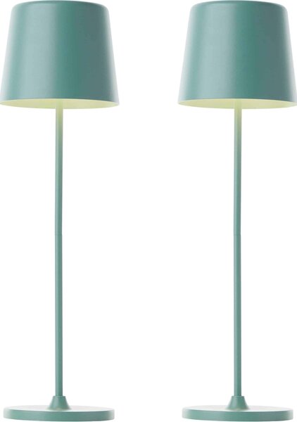 BRILLIANT Lampada da tavolo ricaricabile a LED Kaami, 2 W, 310 lm, 3000 K, verde iceberg, set da 2